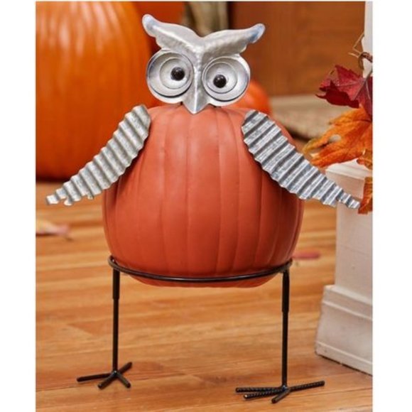 Metal Owl Pumpkin Decoration Stand, Fall Home Decor - Picture 1 of 1